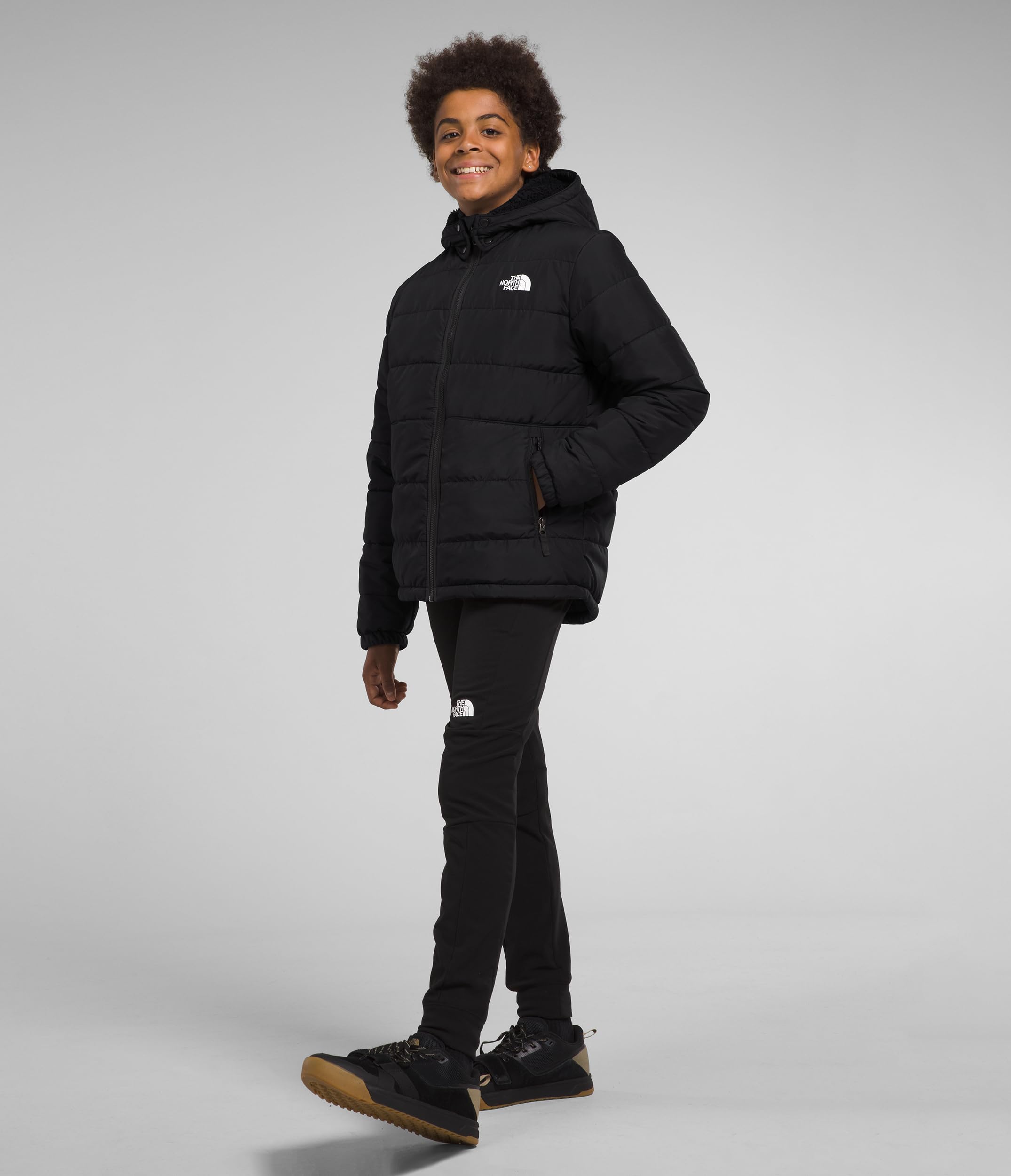 The North Face Boys' Reversible Mt Chimbo Full Zip Hooded Jacket - Waterproof Windproof Fleece Jacket for Kids (Toddler/Big Kid) - Perfect for Outdoor Adventures, Hiking & School Wear