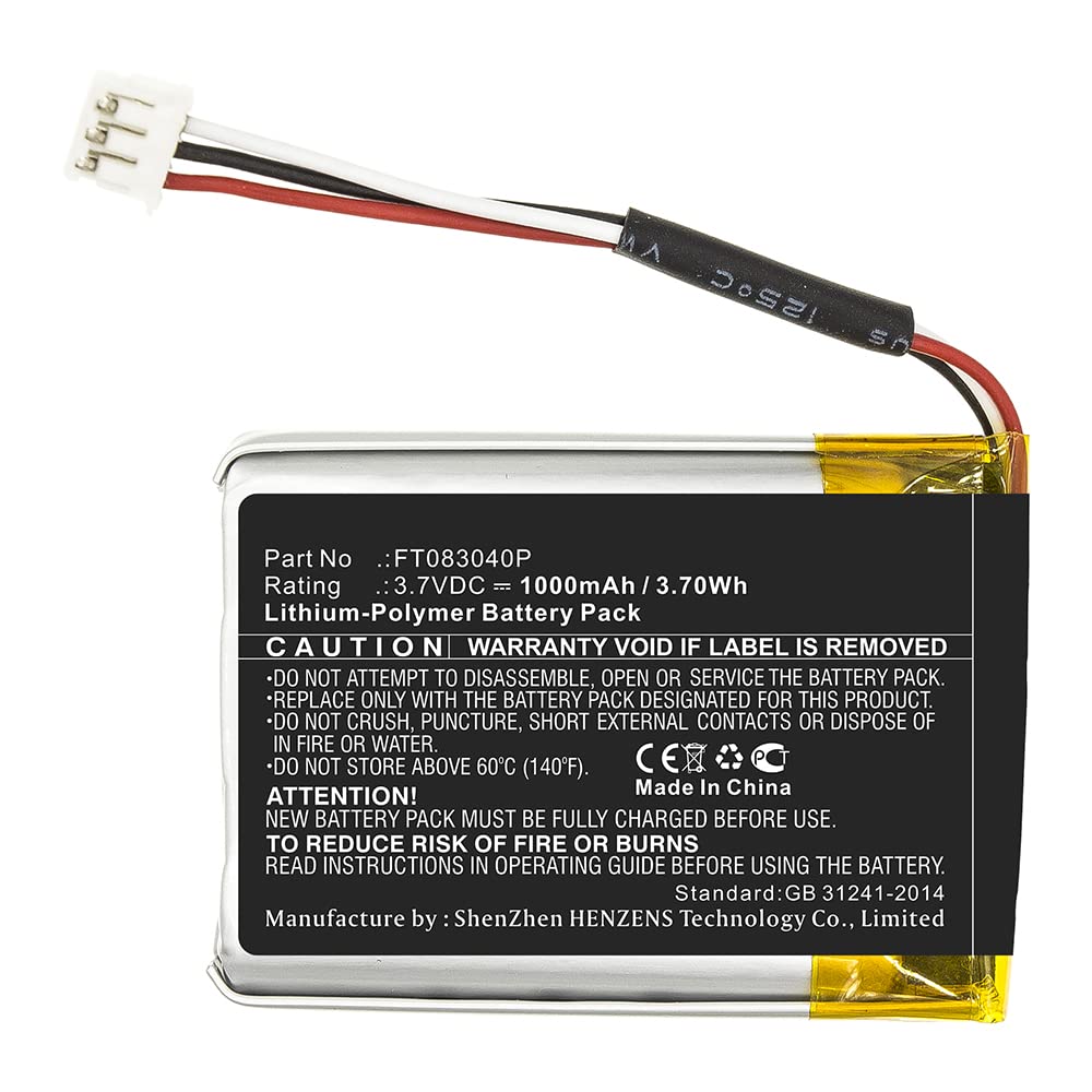 Synergy Digital Wireless Headset Battery - Replacement for Turtle FT083040P Headset (Li-Polymer 3.7V 1000mAh) | Long-Lasting Power for Office, Call Center & Customer Service Professionals