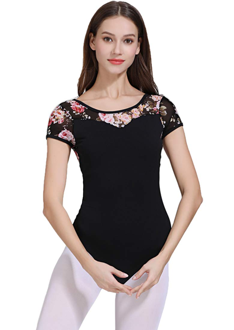 Women's & Girls' Short Sleeve Ballet Leotard - Dance Bodysuit for Ballet, Gymnastics & Performance - Comfortable Stretch Fabric for Dance Class & Recitals