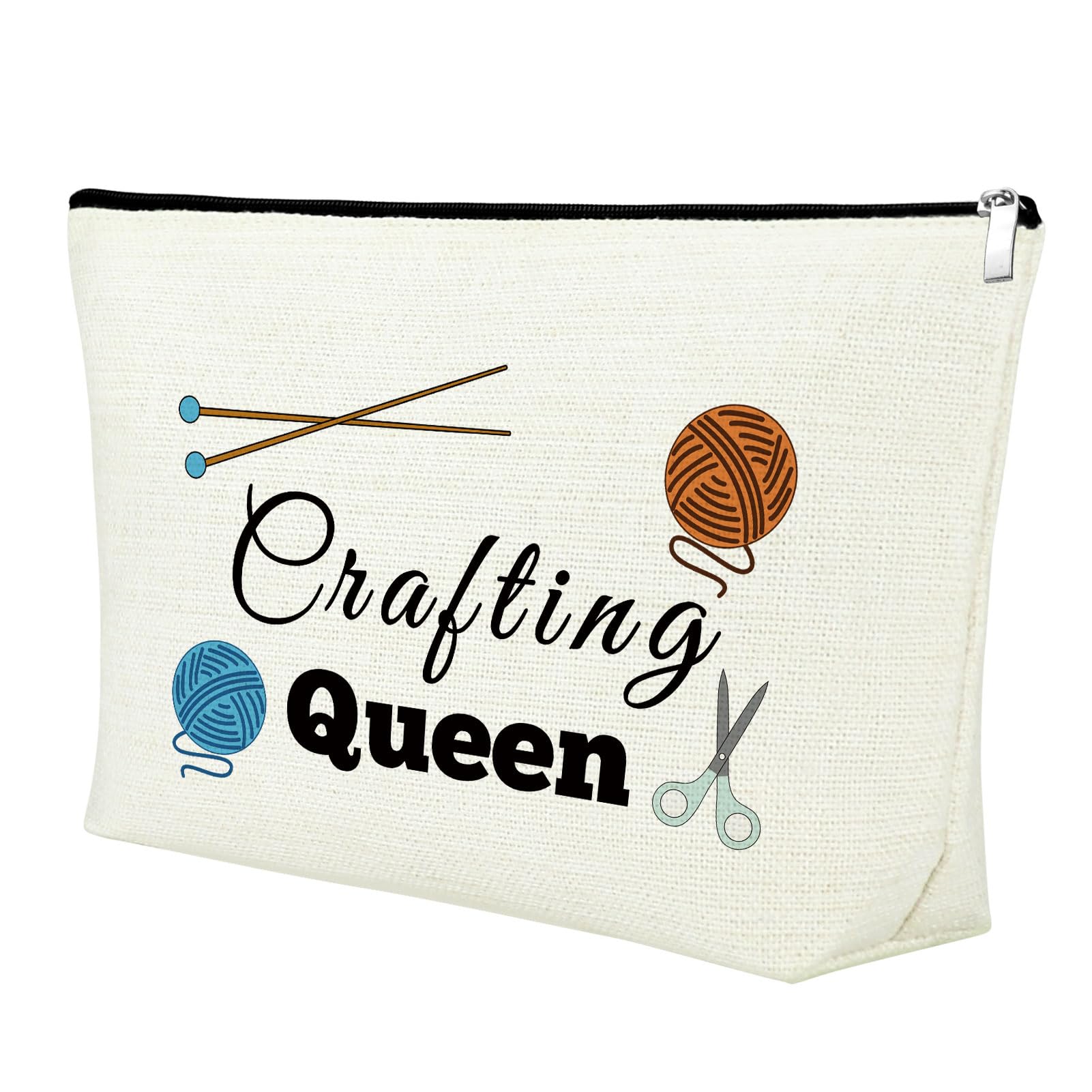 Premium Makeup Bag for Women - Crafting Gifts for Craft Lovers, Sewing Enthusiasts & DIY Queens | Zippered Cosmetic Pouch | Perfect Birthday, Christmas Gift for Her, Friends & Girls | Great for Travel, Daily Use & Organizing Beauty Essentials