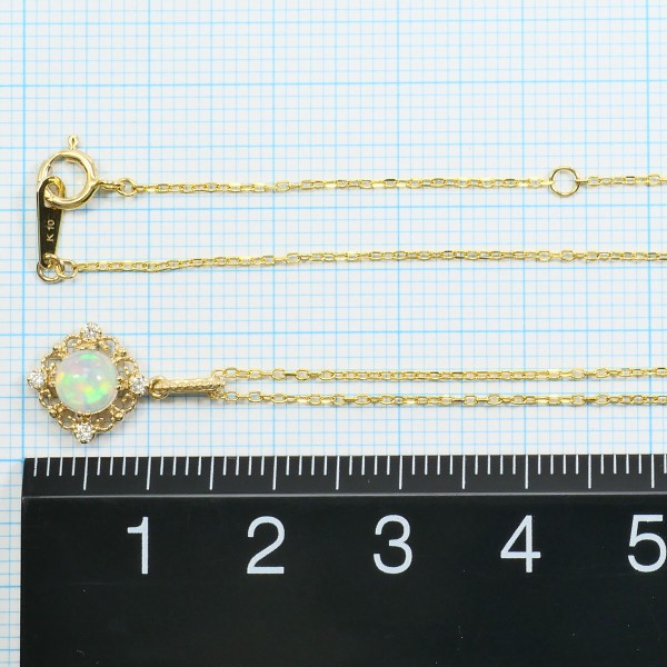 10K Yellow Gold Opal and Diamond Necklace for Women - Elegant Layering Piece for Everyday Wear & Special Occasions