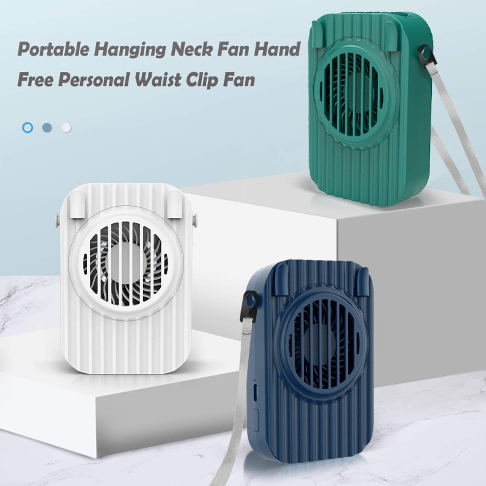 3 in 1 Rechargeable USB Waist Fan, Necklace Fan & Desk Fan - 3 Speed Adjustable Hands-Free Wearable Cooling Fan for Women, Men & Kids - Perfect for Outdoor Travel, Office, Sports & Summer Activities