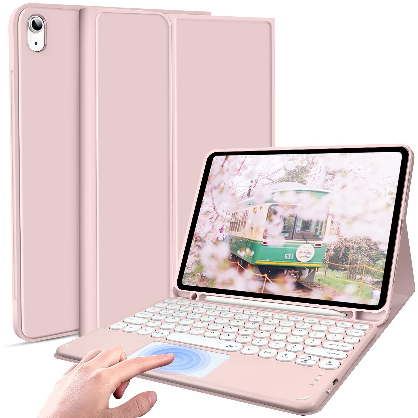 Premium Pink Magnetic Detachable Wireless Keyboard Case for iPad Air 5th/4th Gen (2022/2020) 10.9