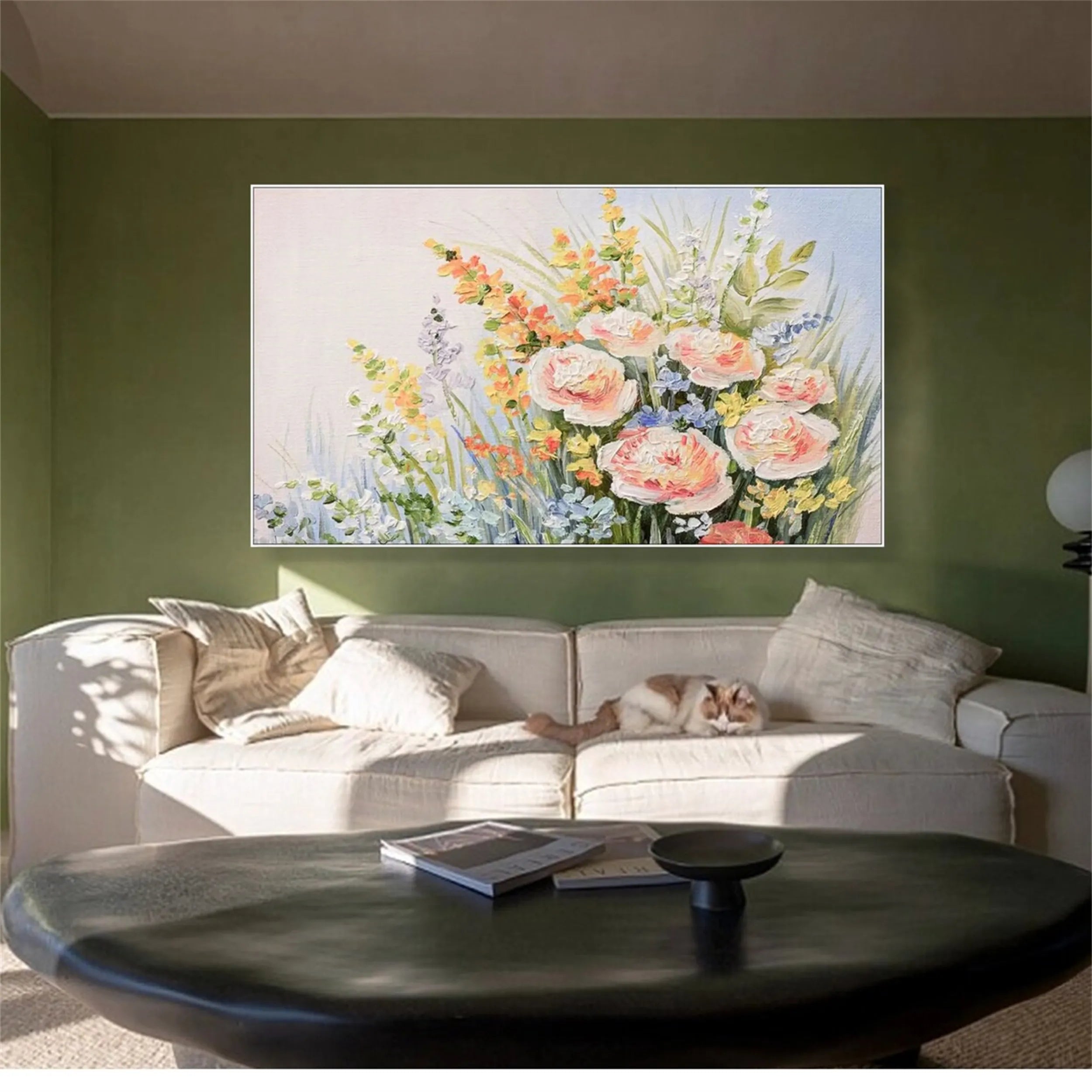 Beautiful Flower and Tree Painting #FT050 - Handmade Canvas Art for Home Decor, Living Room, Bedroom & Office Wall