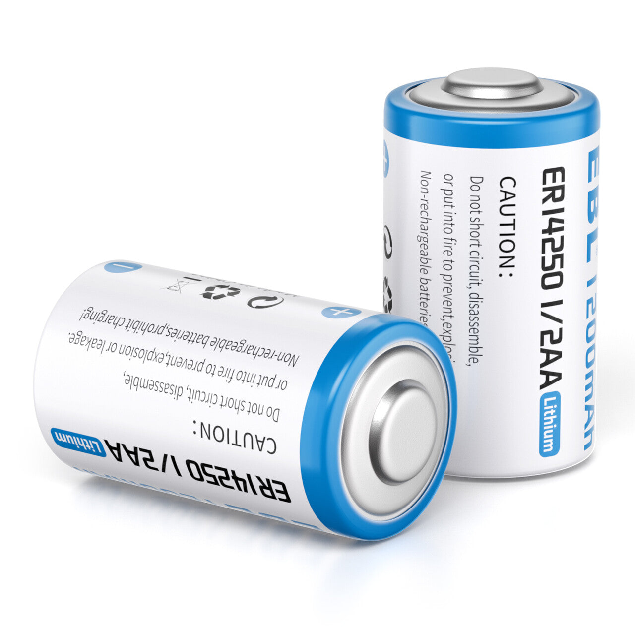 EBL ER14250 3.6V 1200mAh 1/2 AA Lithium Non-Rechargeable Batteries - Long Lasting Power for Medical Devices, Security Systems & Industrial Equipment