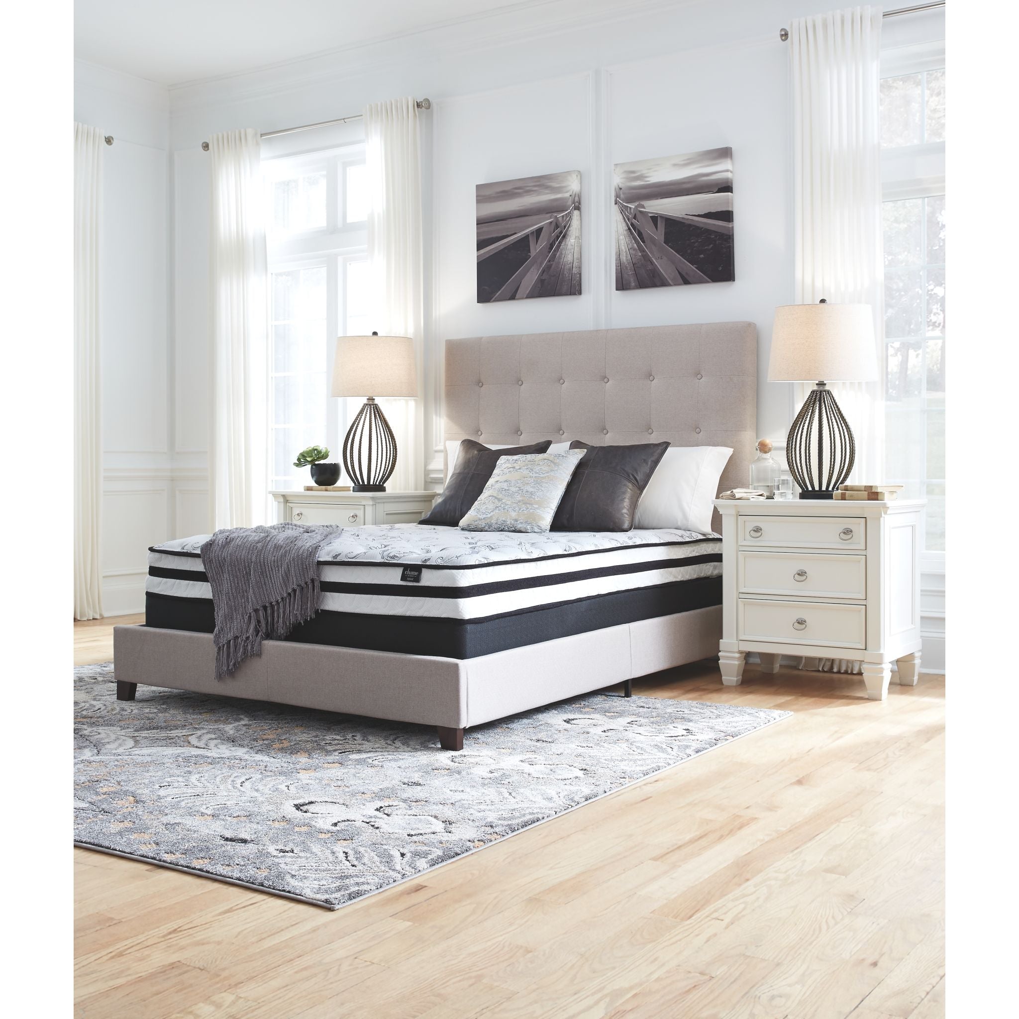 Ashley 8 Inch Chime Innerspring King Mattress - Premium Comfort for Back Pain Relief & Pressure Relief - Perfect for Master Bedroom, Guest Room & Dorm Use