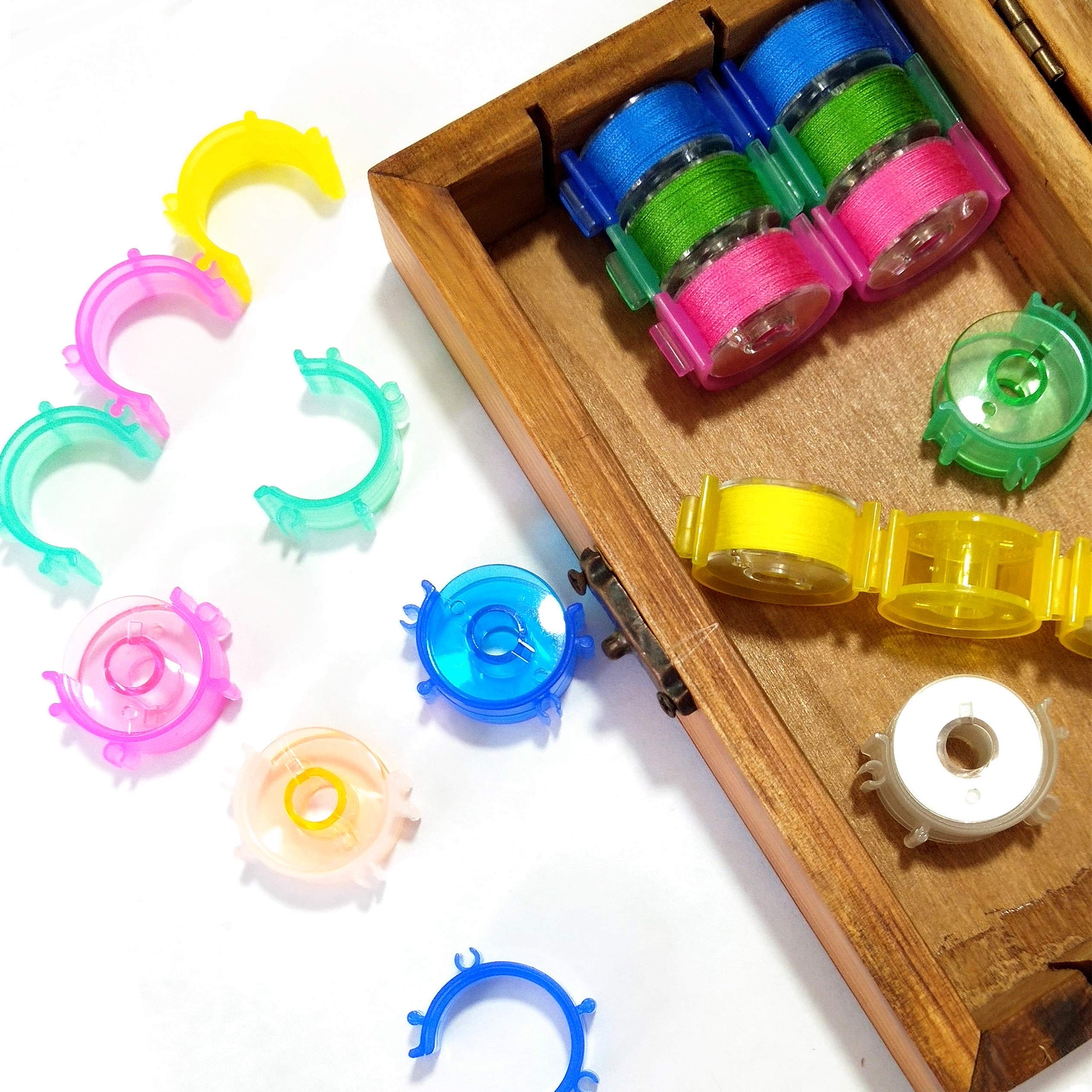 50-Pack Colorful Sewing Bobbin Clips - Small Thread Holder Clips for Sewing Machines, Quilting & Crafting - Durable Bobbin Holder Accessories for Organizing Threads & DIY Projects