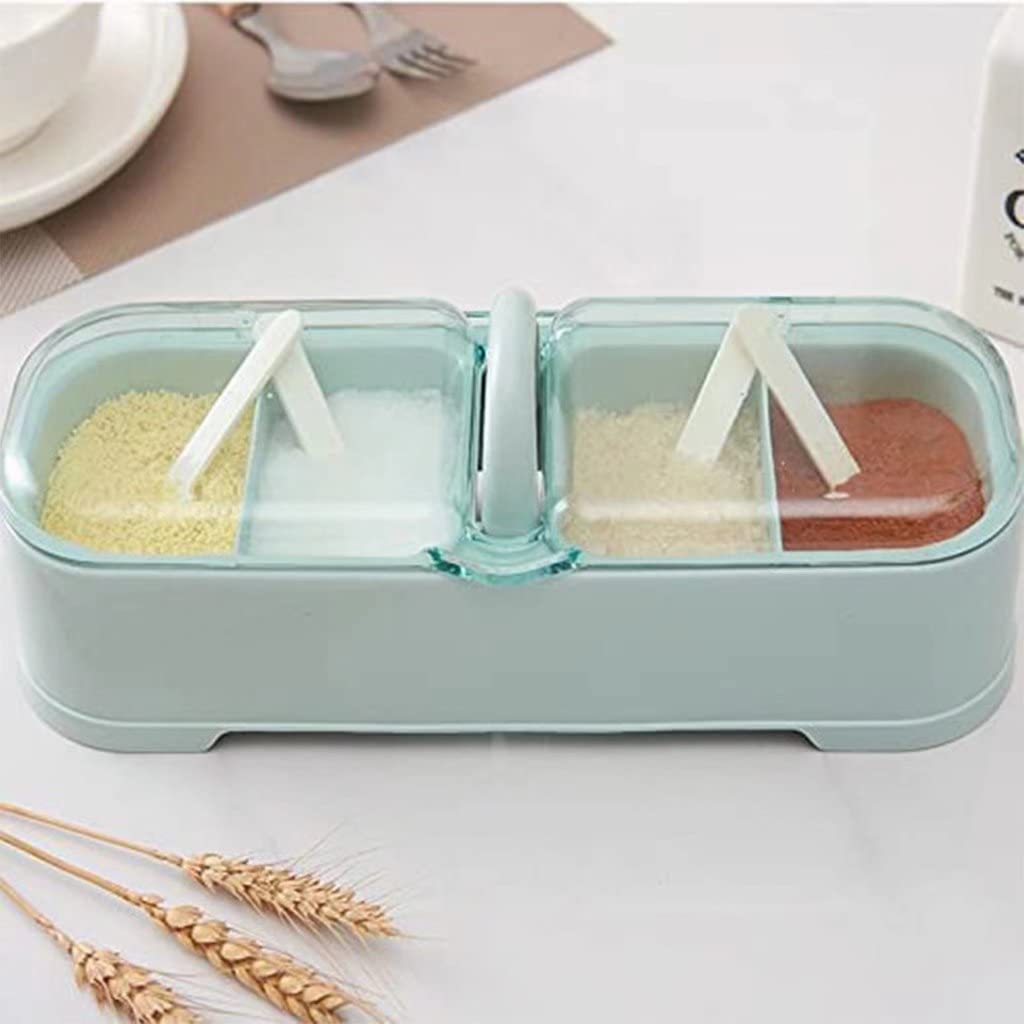 Premium 4-in-1 Spice Jar Set with Airtight Lids - Kitchen Storage Containers for Salt, Pepper, Seasonings - Perfect for Cooking, Baking & BBQ (Blue)