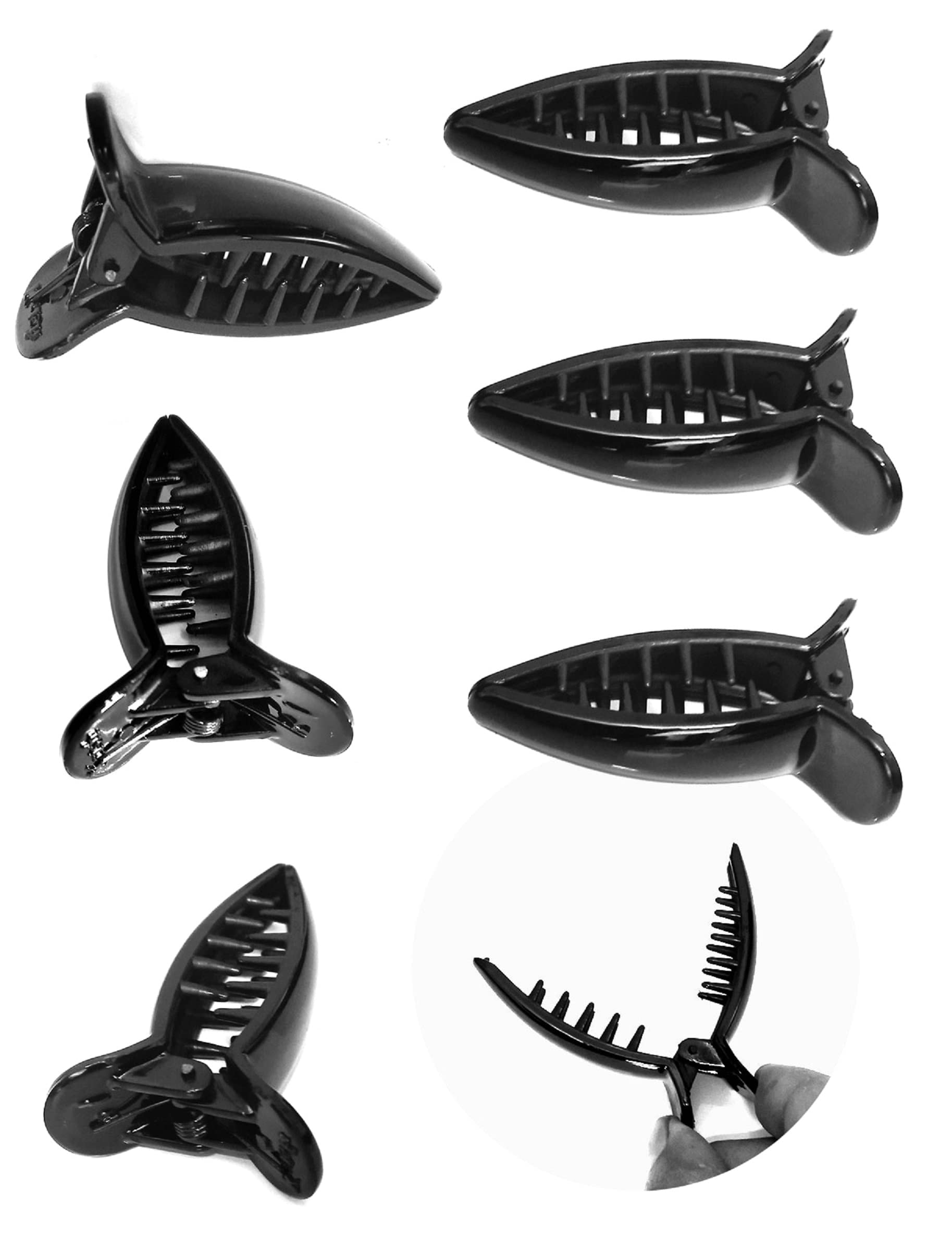 Professional Hair Styling Clips 6pcs - Large Crocodile Hair Clips & Duckbill Sectioning Clips for Thick Hair, Hairdresser Hair Grips, Black Hair Accessories - Perfect for Salon Styling, DIY Haircuts & Home Hair Care