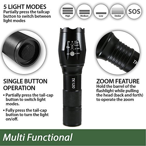 EcoGear FX LED Flashlight Set - High Lumens 5-Mode Zoomable Tactical Flashlights for Camping, Hiking, Emergency & Home Use [2 Pack] - Perfect for Power Outages, Night Adventures & Survival Kits