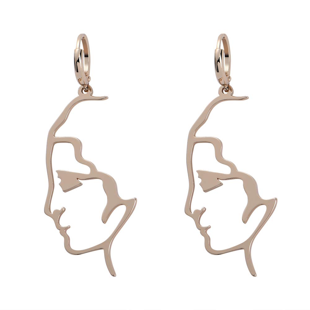 Modern Abstract Face Hoop Earrings Set - Geometric Human Face Dangle Earrings for Women & Girls - Trendy Boho Jewelry for Parties, Date Night & Everyday Wear