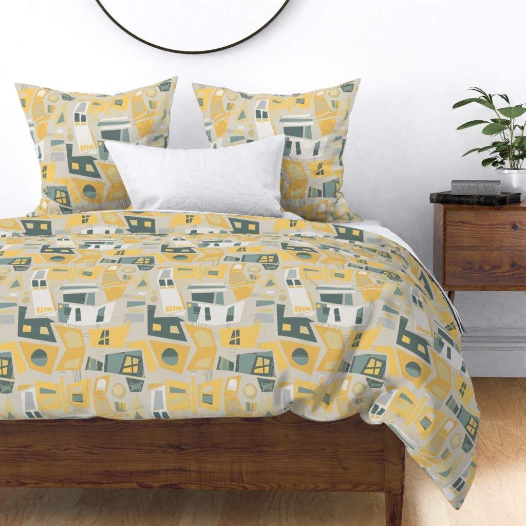 Premium Cotton Sateen Duvet Cover Full/Queen Size - Custom Glass Print Bedding Set | Soft Luxury Bedding for Master Bedroom, Guest Room & Dorm Decor