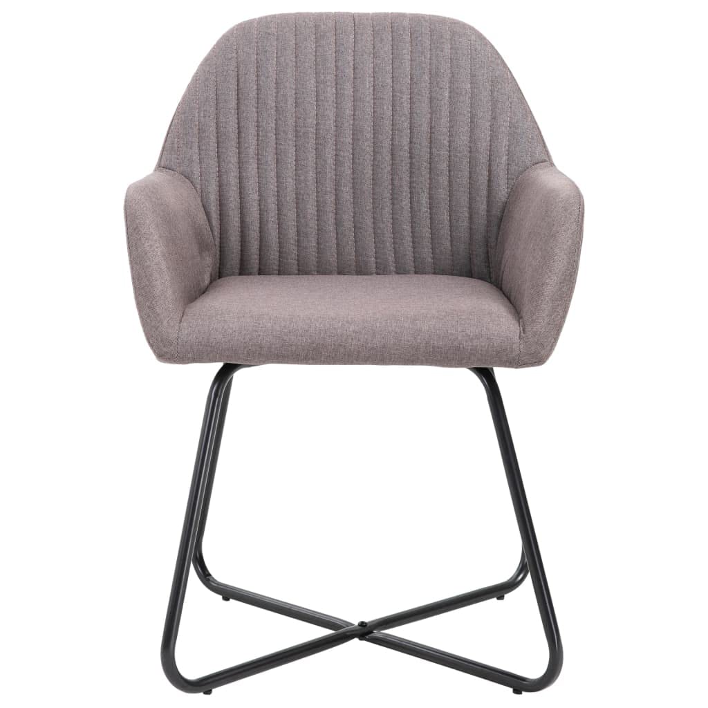 SKM Modern Dining Chairs Set of 2 - Taupe Fabric Upholstered Kitchen Chairs with Sturdy Metal Legs for Dining Room, Kitchen, Breakfast Nook & Small Spaces