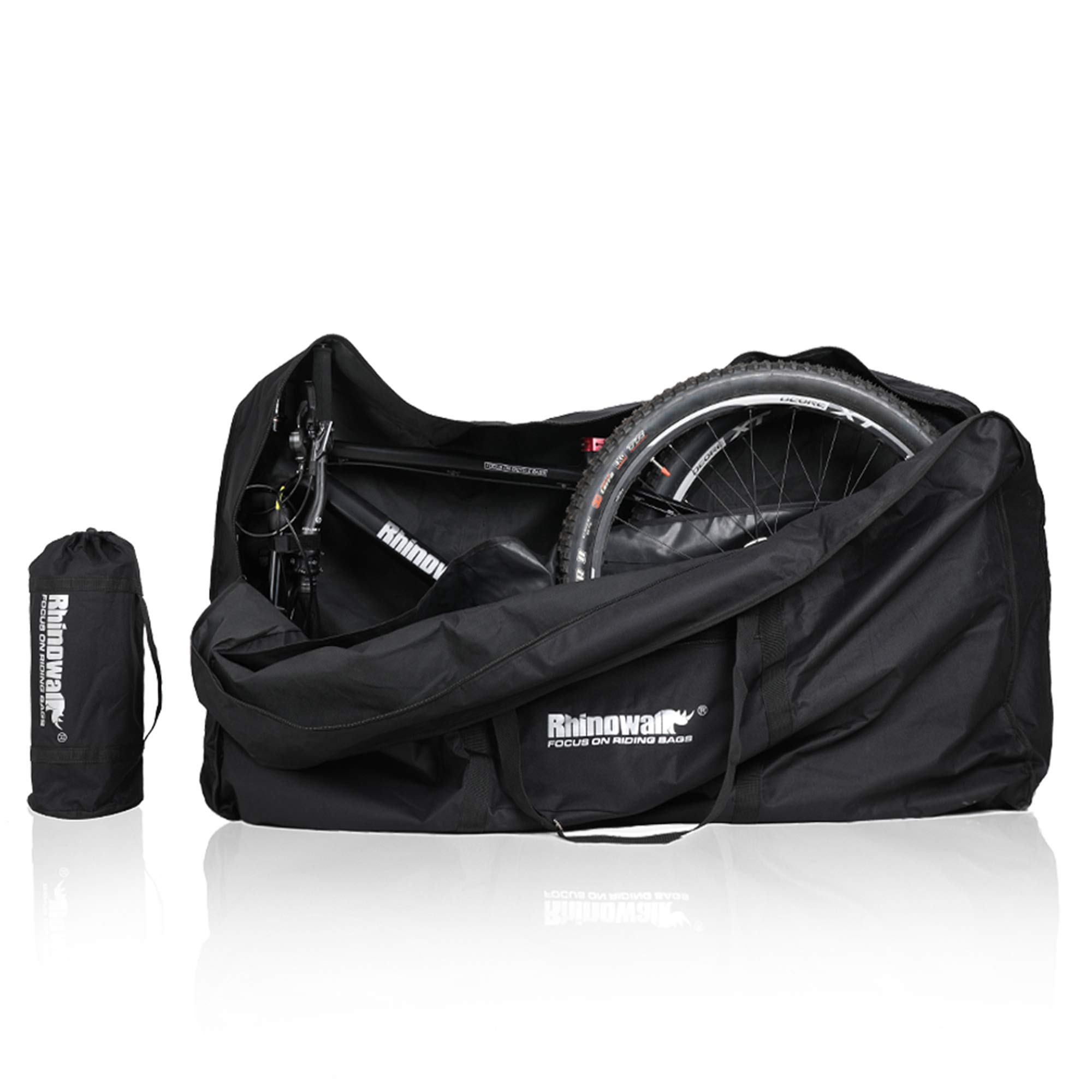**Rhinowalk 26 Inch Bike Transport Bag - Waterproof Foldable Bicycle Travel Case for Mountain & Road Bikes - Ideal for Train, Airplane, and Car Travel (Black)**