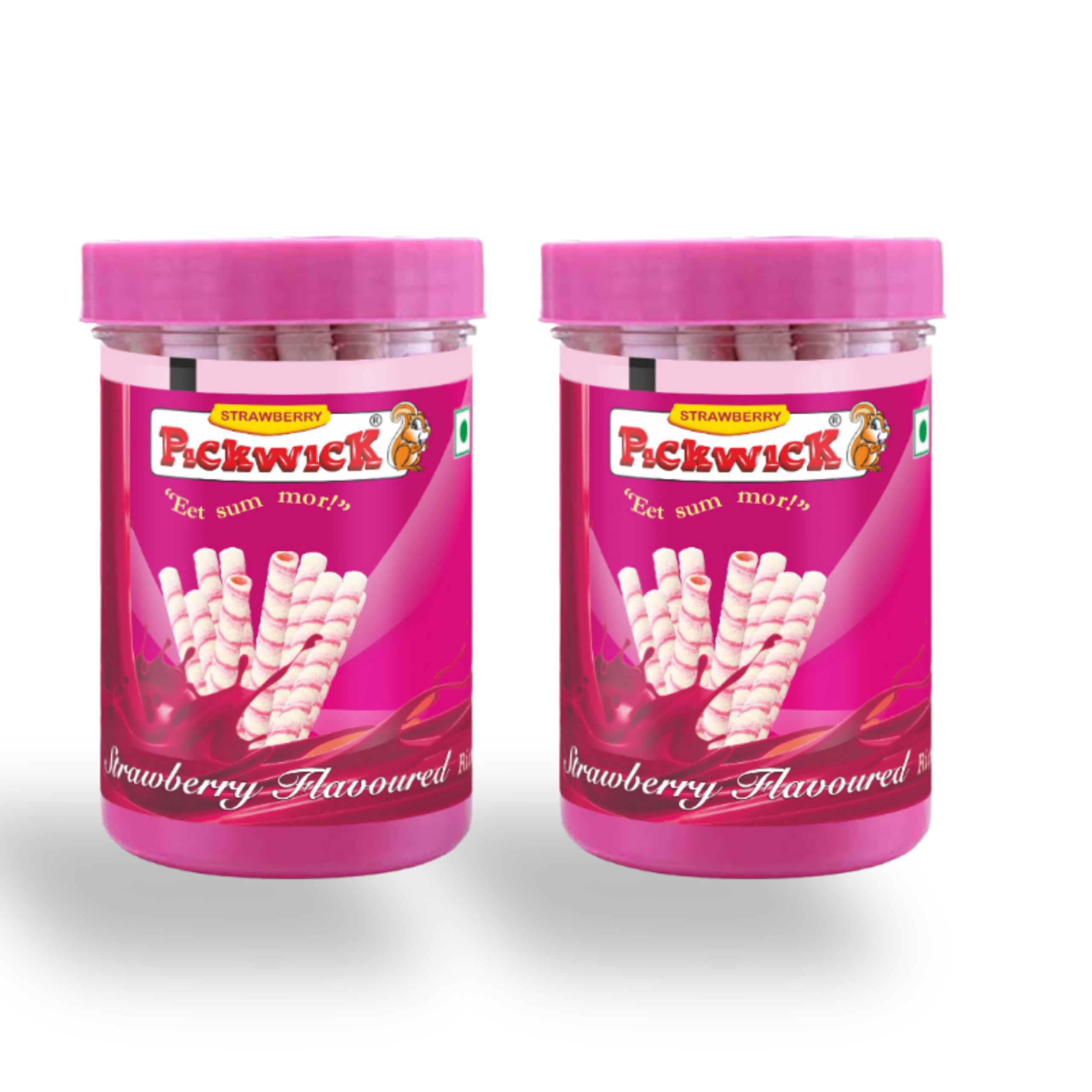 Pickwick Strawberry Flavored Wafer Rolls Jar - 300g Combo Pack (2 x 150g) | Crispy Snack for Parties, Gifts & Tea Time | Delicious Dessert for Kids & Adults