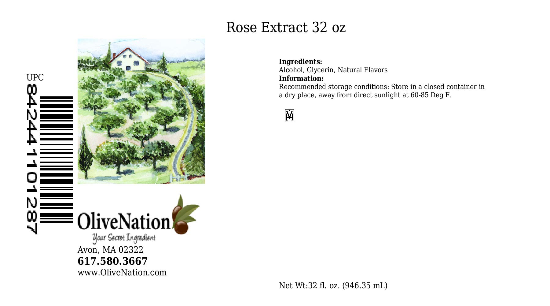 Premium Rose Extract for Baking & Cooking - 32oz Floral Flavoring Extract by OliveNation | Perfect for Cakes, Desserts, Cocktails & DIY Beauty Recipes