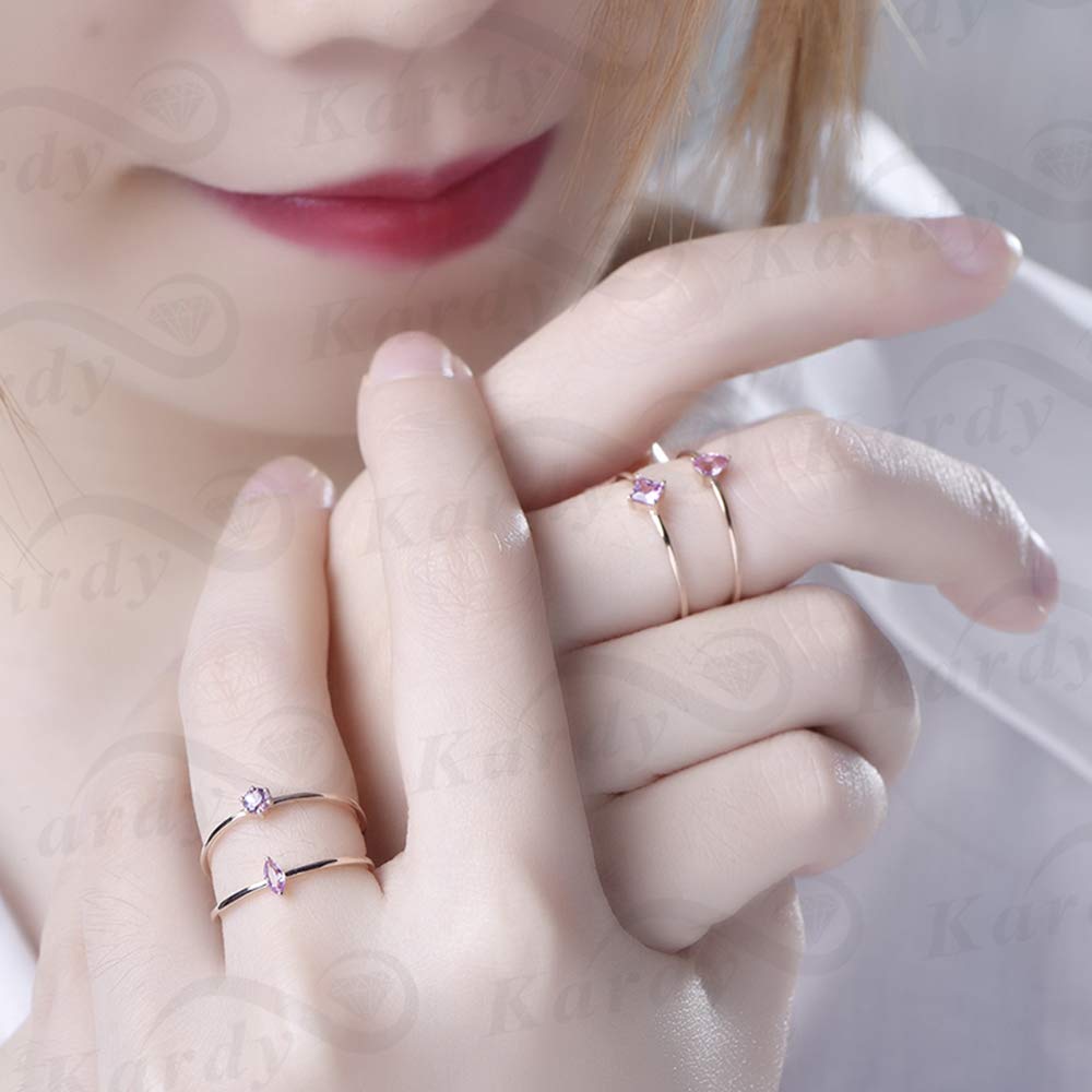 Natural Pink Sapphire Gemstone 14K Rose Gold Rings for Women - Elegant Jewelry Gift for Anniversary, Engagement & Special Occasions