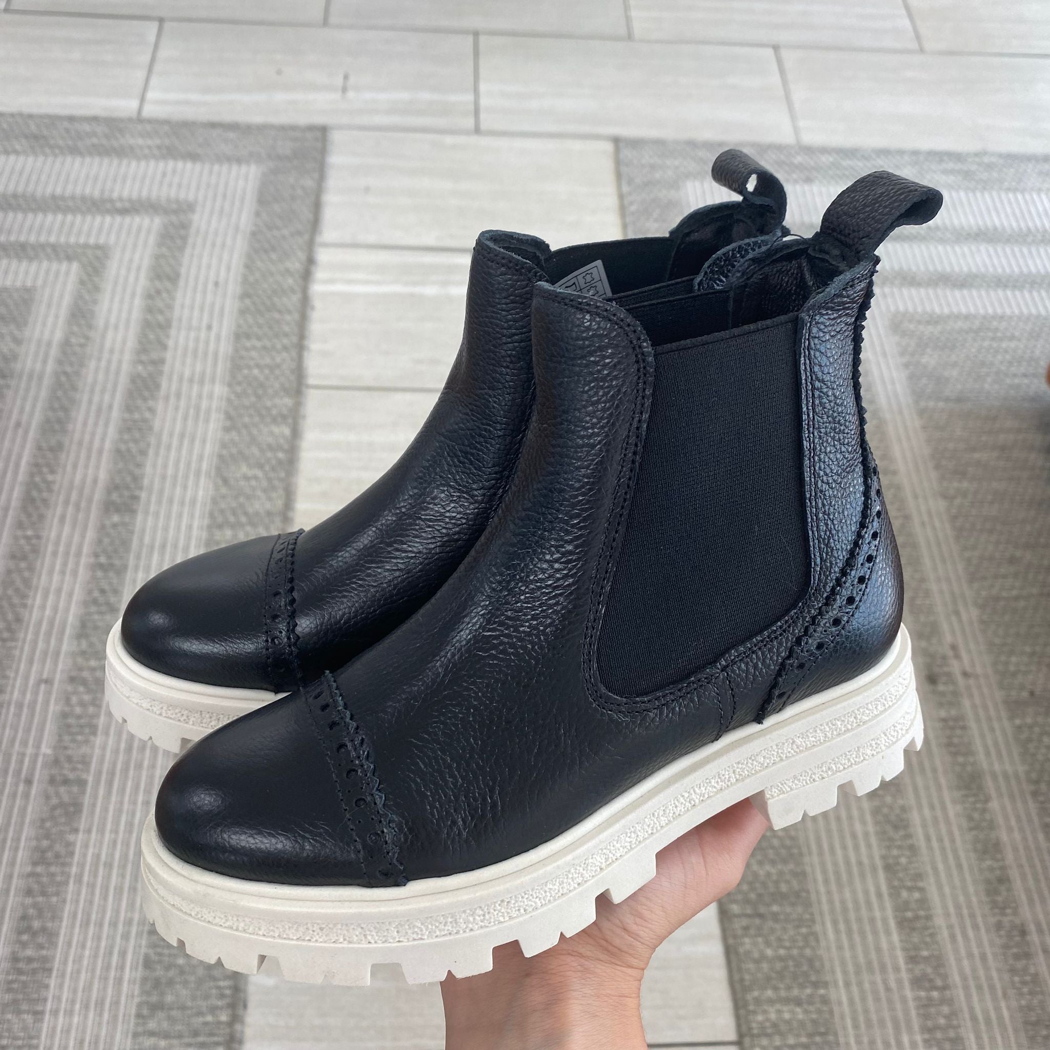 Blublonc Women's Black Pebbled Captoe Elastic Ankle Booties - Comfortable Slip-On Bootie for Casual Outfits & Office Wear