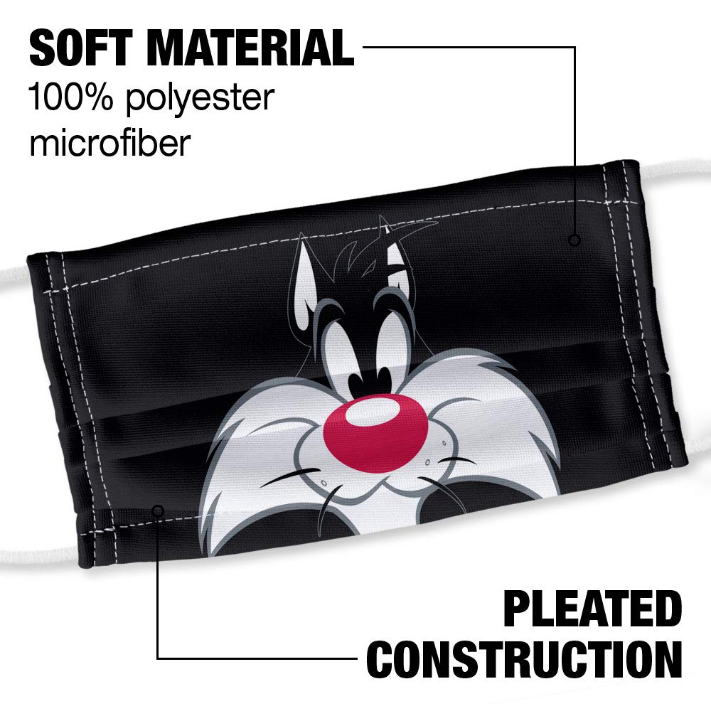 Popfunk Looney Tunes Sylvester Reusable Face Mask with Adjustable Nose Wire - 1-Ply Breathable Fabric for Daily Protection - Unisex Design for Men & Women - Perfect for Grocery Shopping, Commuting & Public Outings