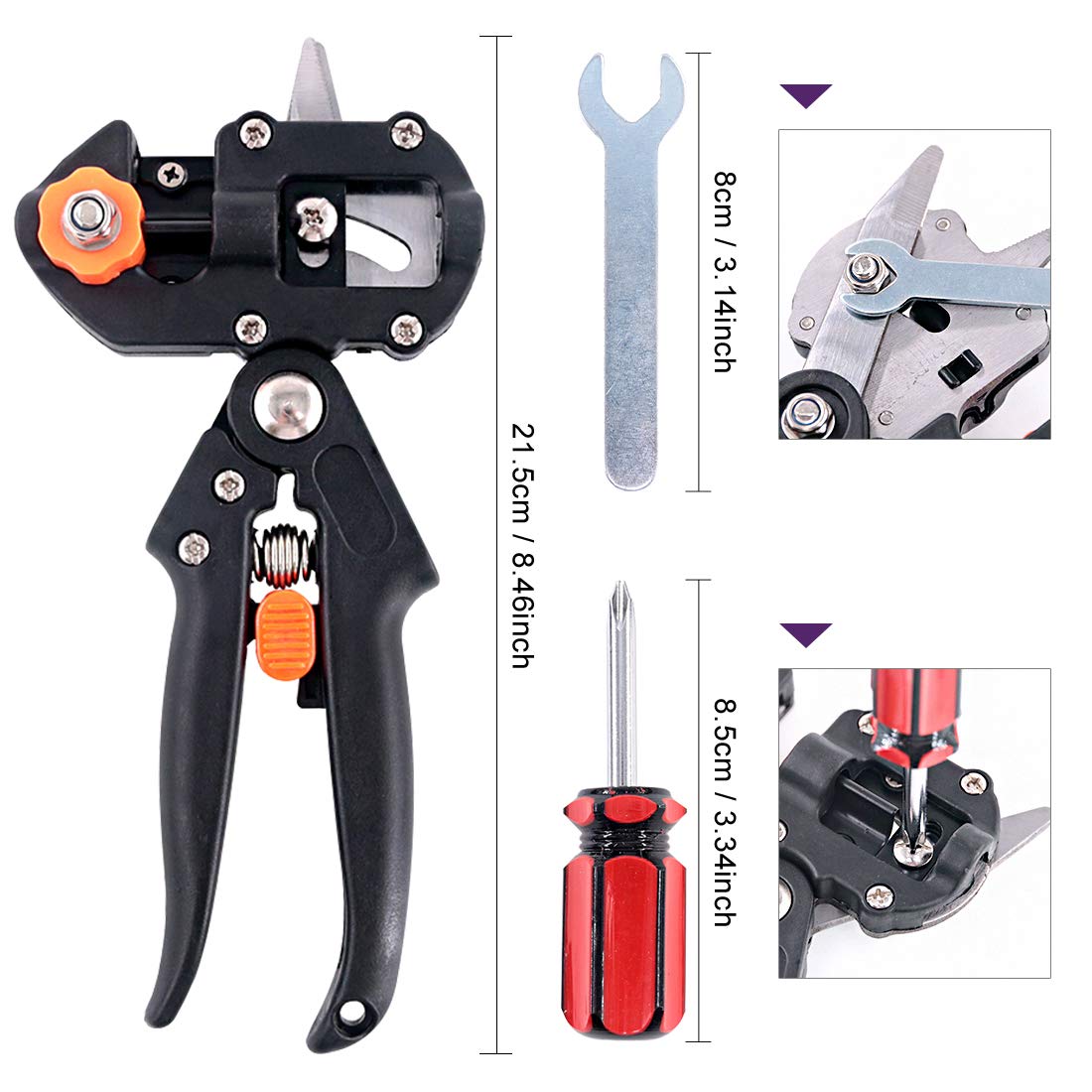 Swpeet 190Pcs 2-in-1 Professional Grafting Tool Kit - Garden Pruning Shears with 3 Extra Blades, Grafting Tapes, Rubber Bands & Gloves - Perfect for Plant Branch Cutting, Tree Grafting & Gardening Projects