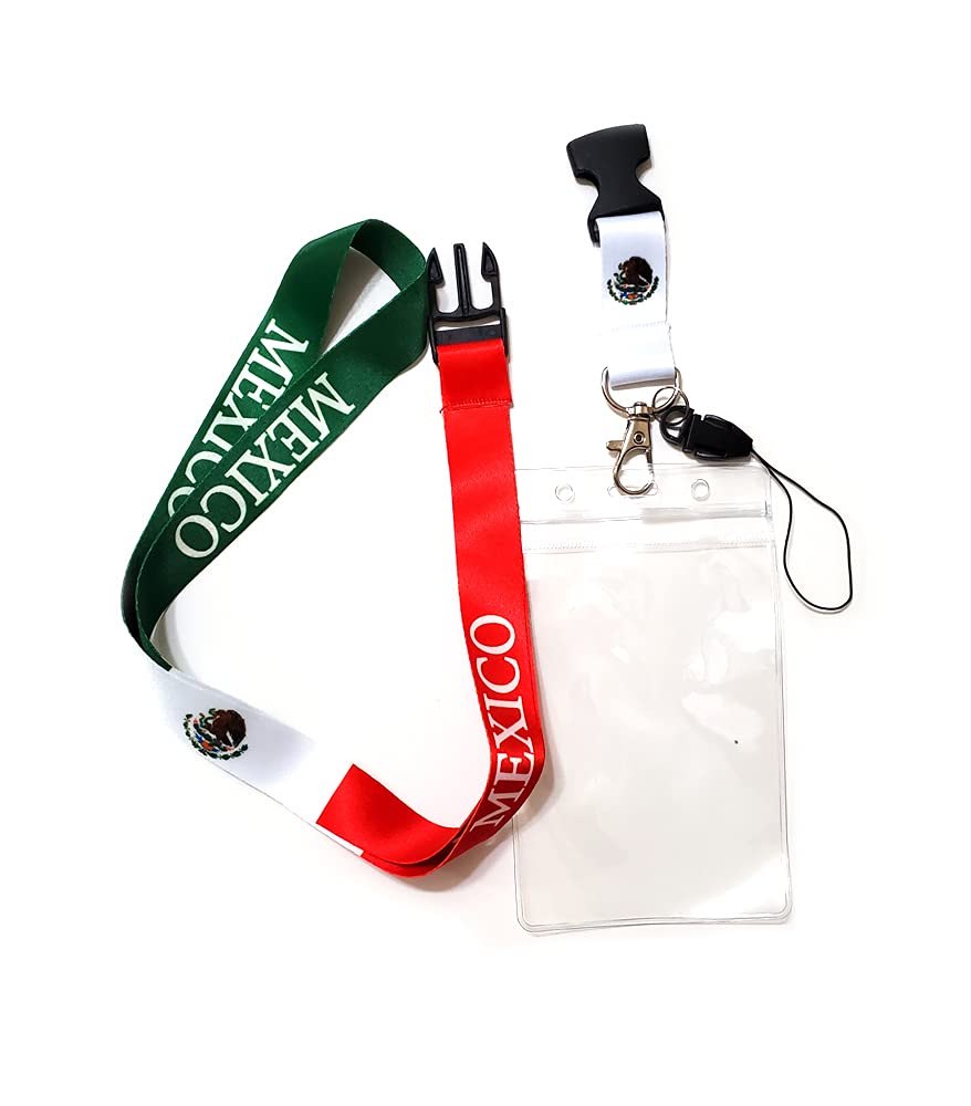 12 Pack Mexico Flag Lanyard Keychain with Quick Release Snap Buckle & Metal Clasp - Durable ID Holder Keychain for Women, Men & Kids - Perfect for Work, School, Events & Travel Accessories