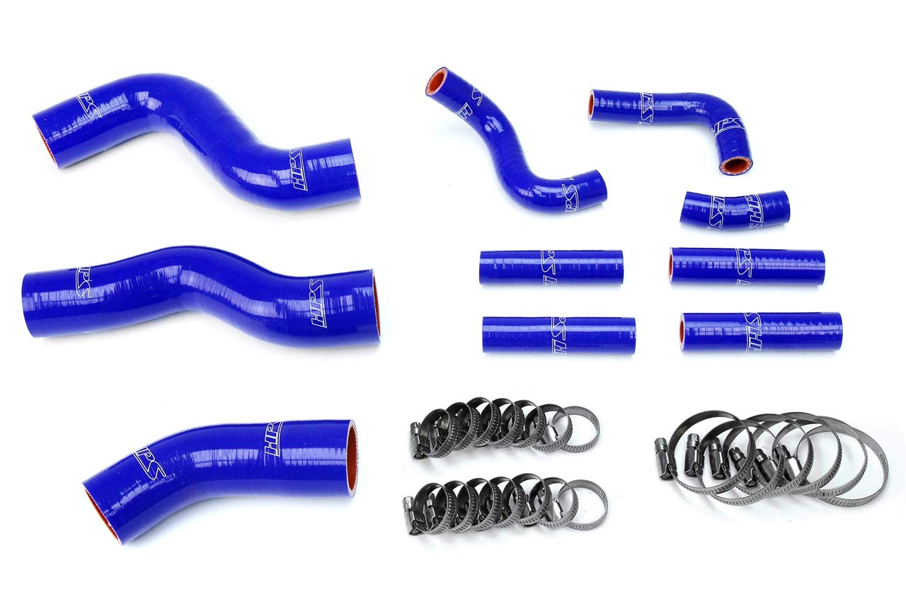 HPS 57-1441-BLUE Blue Silicone Radiator Hose & Heater Hose Coolant Kit - High Performance Cooling System Replacement for Cars, Trucks & SUVs - Perfect for Daily Driving, Off-Road & Racing Applications