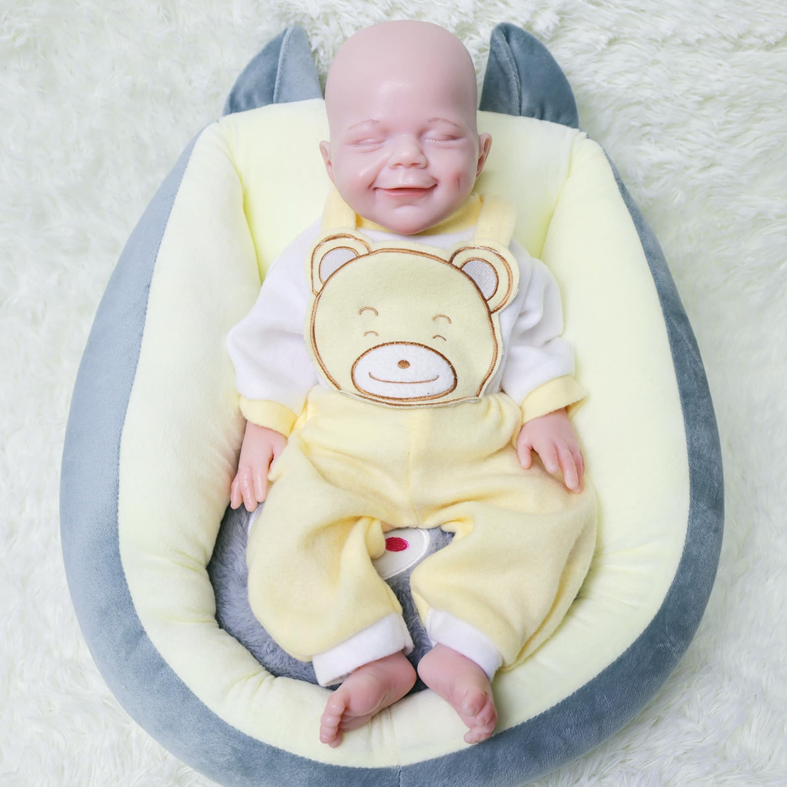 18 Inch Realistic Full Silicone Reborn Baby Doll - Lifelike Sleeping Boy with Closed Eyes, Premium Platinum Silicone, Perfect Christmas & Birthday Gift for Kids 3+ | Nursery Decor, Photography Prop, Collectible Display