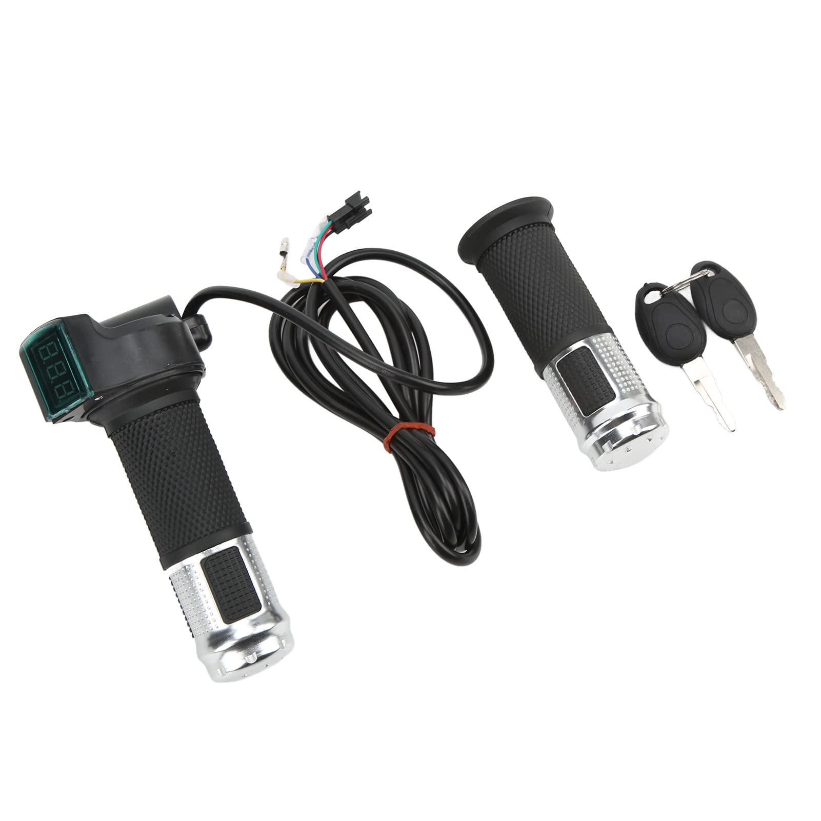 12V-99V Electric Scooter & Bike Throttle Grip with Auto Voltage Detection & LCD Display - Silver Handle Accessory for E-Bikes, E-Scooters & Electric Vehicles (Ideal for Commuting, Urban Travel & Last-Mile Delivery)