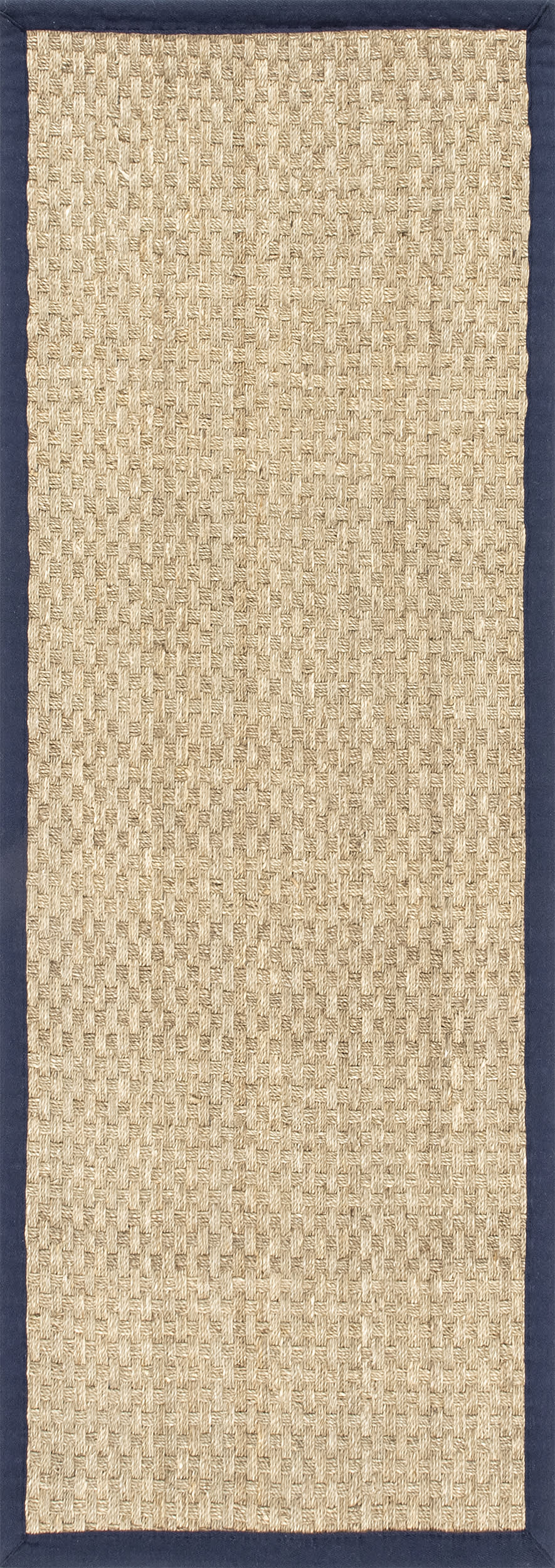 Checker Weave Seagrass Area Rug in Navy - Natural Fiber Floor Mat for Living Room, Bedroom, or Dining Room Decor