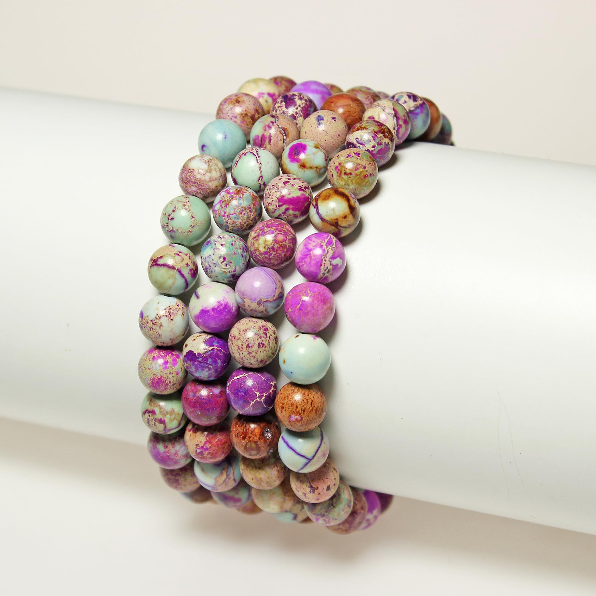 Natural Purple Blue Emperor Jasper Round Stone Beads 8mm - Loose Beads for Jewelry Making, DIY Bracelets, Necklaces & Handmade Crafts - Perfect for Boho, Hippie & Fashion Jewelry Designs