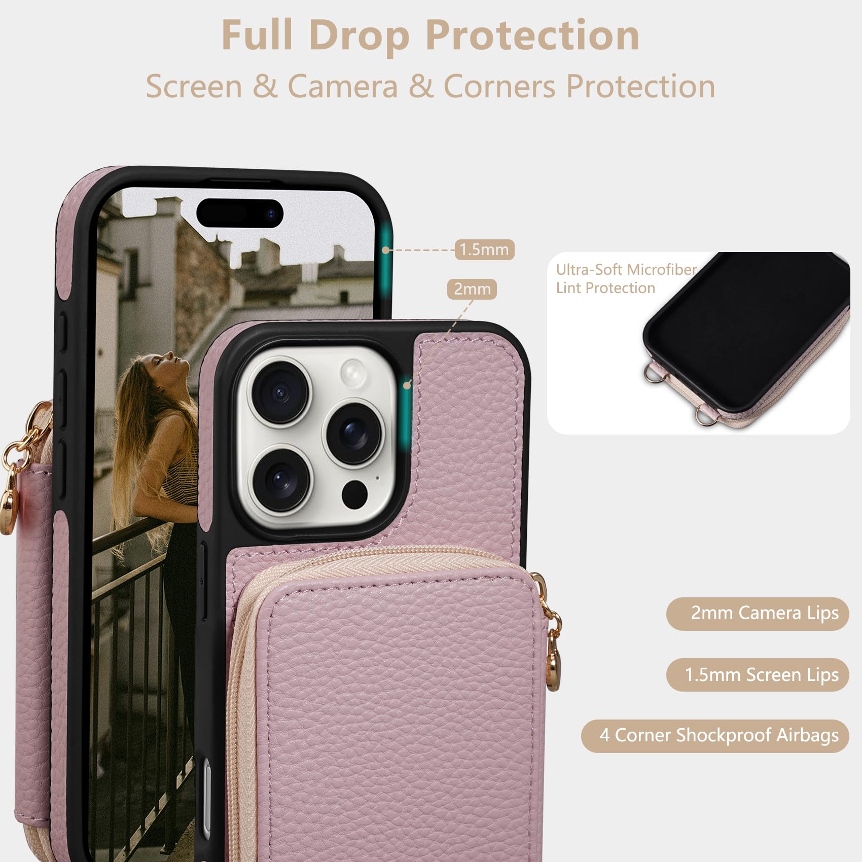 Premium Leather Wallet Case for iPhone 16 Pro (6.3