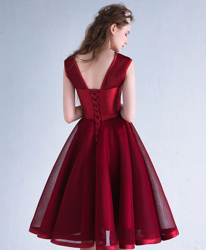 Burgundy A-Line Short Prom Dress for Homecoming - Elegant Cocktail Party Dress for Teens & Juniors - Perfect for Dances, Formals & Special Occasions
