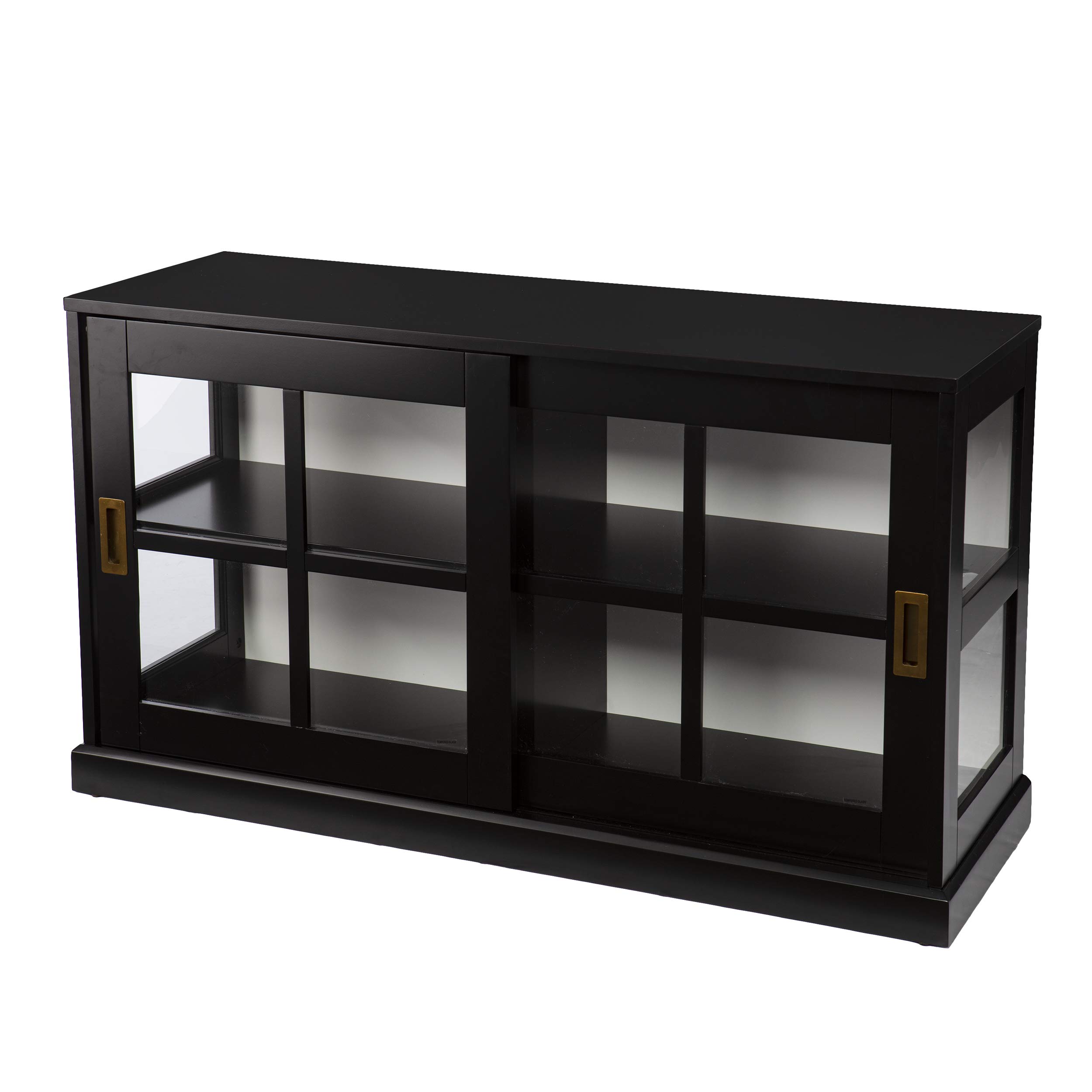 SEI Furniture Byward Black Curio Cabinet - Glass Display Cabinet for Collectibles, China, and Home Decor - Perfect for Living Room, Dining Room, or Office Display