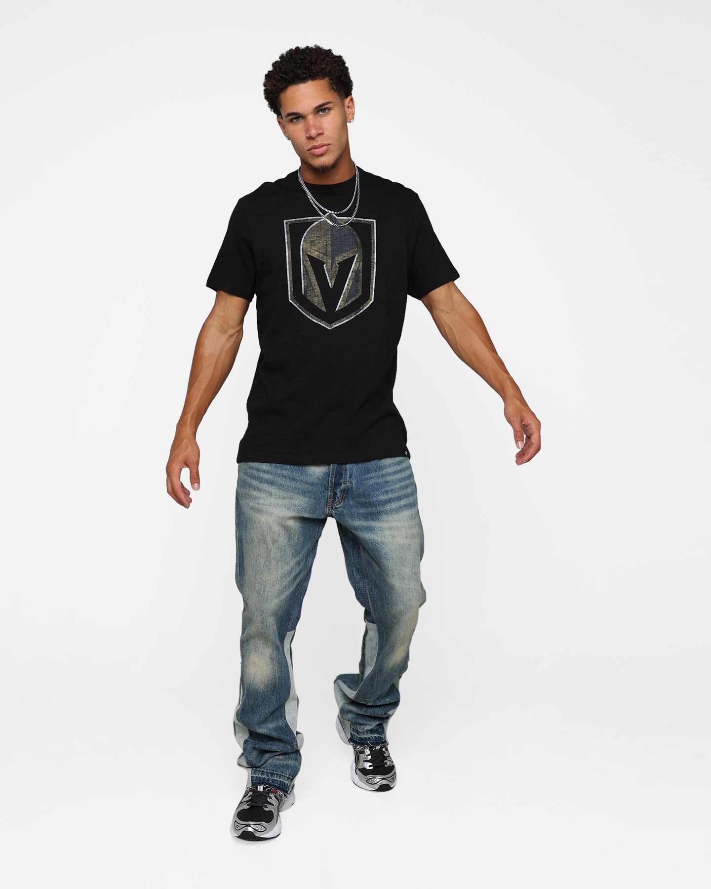 47 Brand Vegas Golden Knights Jet Black T-Shirt for Men - Official NHL Hockey Fan Apparel - Perfect for Game Day, Sports Events & Casual Wear