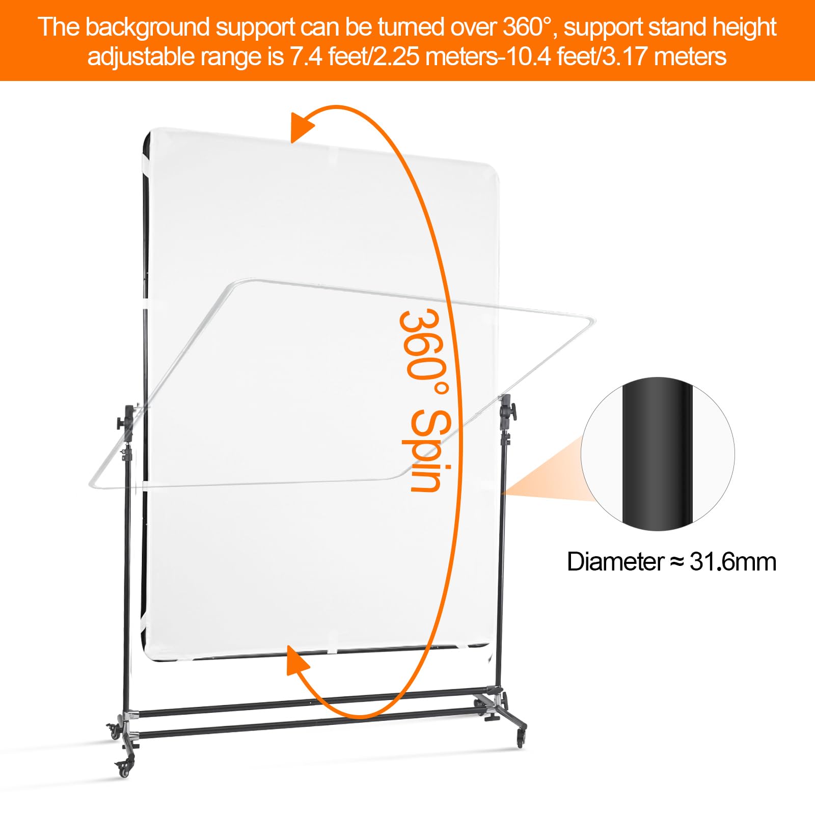 WELLMAKING 79x59inch Photography Light Diffuser Kit - Translucent, Silver & Black Fabric with 360° Rotatable Frame, 7-10ft Adjustable Stand & Casters - Perfect for Studio Photo & Video Shooting, Portrait Lighting, Product Photography, and YouTube Content Creation