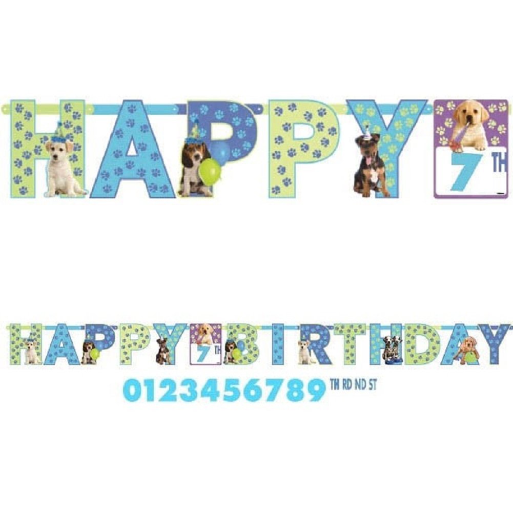 Adorable Party Pups Jumbo Add-An-Age Letter Banner - 12.7