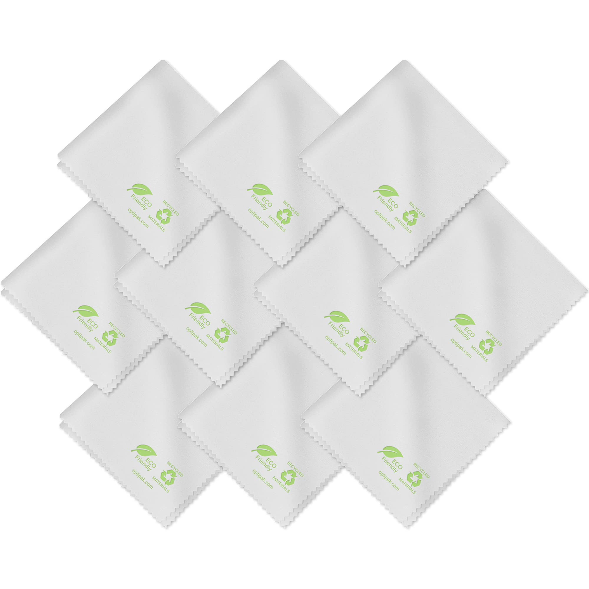 OPTIPAK Microfiber Glasses Cleaning Cloth - 10 Pack for Eyeglasses, Camera Lens & Screens - Eco-Friendly