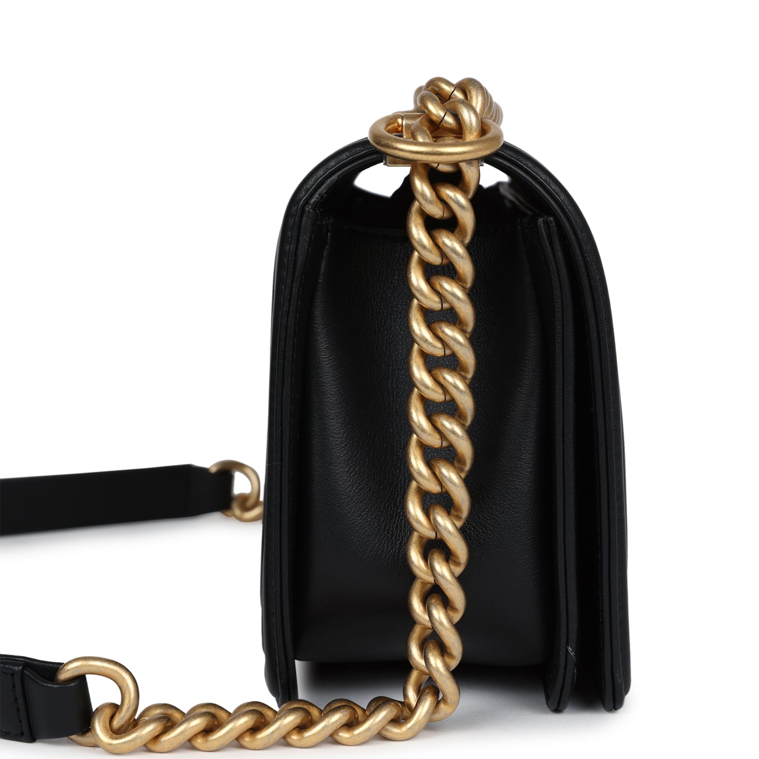 Chanel Medium Boy Bag Black Calfskin with Antique Gold Hardware - Luxury Crossbody Bag for Women, Perfect for Parties, Dating & Everyday Use