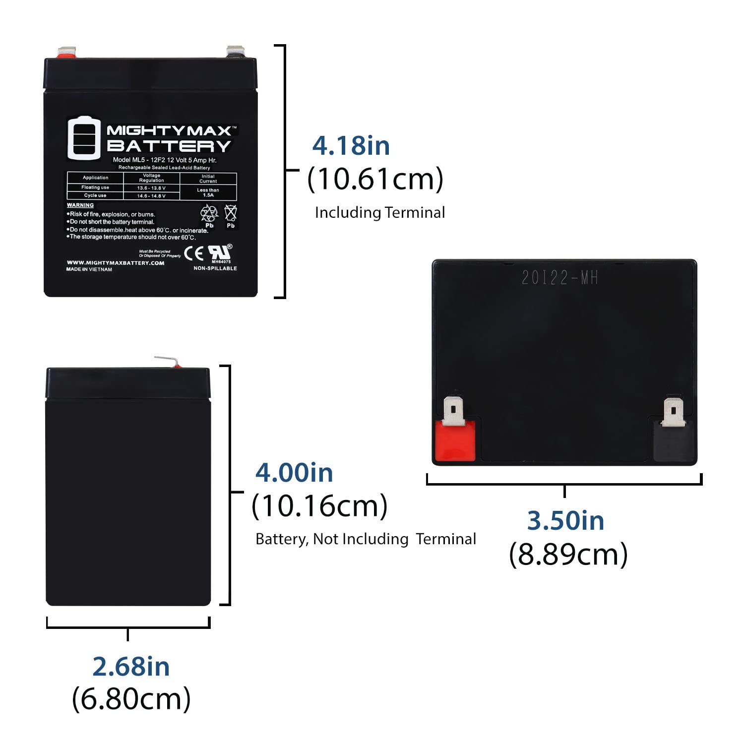 Mighty Max 12V 5Ah F2 SLA Replacement Battery for Sunforce HID Spotlight - 6 Pack - Perfect for Emergency Power, Outdoor Lighting & Security Systems