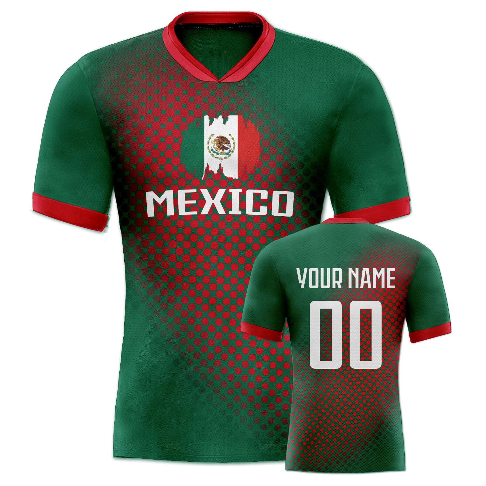 Custom National Soccer Jersey with Flag & Polka Dot Patterns - Personalized Name & Number - Fan Gifts for Game Day, Parties & Sports Events