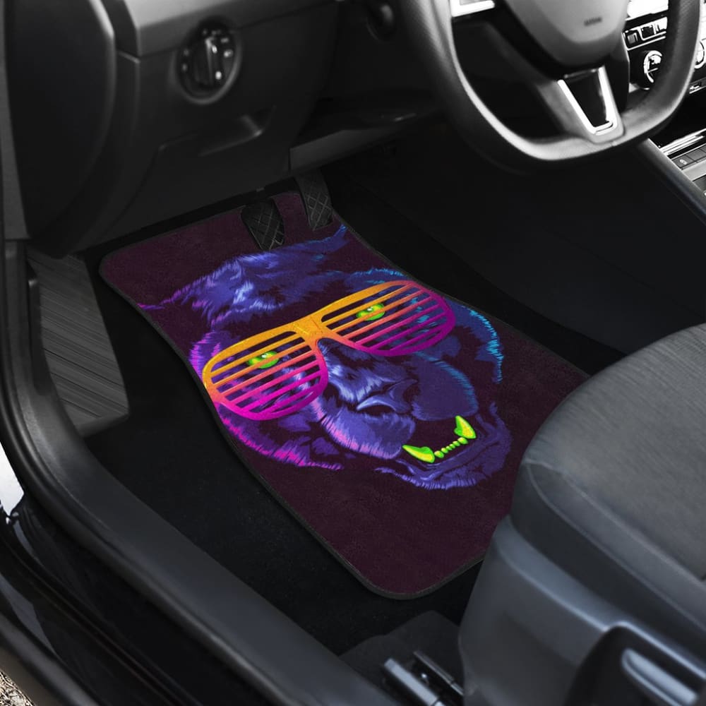 Badass Panther With Glasses Car Floor Mats - Premium Custom Fit Auto Accessories for Trucks & SUVs - Perfect for Car Enthusiasts & Unique Style Lovers