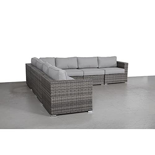 Outdoor Wicker Patio Furniture 8-Piece Sectional Conversation Sofa Set for Backyard, Porch or Pool | Rattan All-Weather Resin Furniture | No Assembly Required | Perfect for Garden, Deck & Outdoor Entertaining [CM-5029]