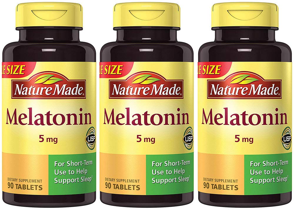 Nature Made Maximum Strength Melatonin 5 mg, 90 Tablets (3 Bottles) - Sleep Aid Supplement for Adults, Promotes Relaxation & Better Sleep, Non-Habit Forming - Perfect for Jet Lag, Shift Work & Insomnia Relief