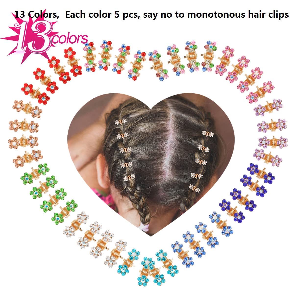Mini Hair Claw Clips - No-Slip Rhinestone Metal Clips for Women & Girls | Party & Daily Use