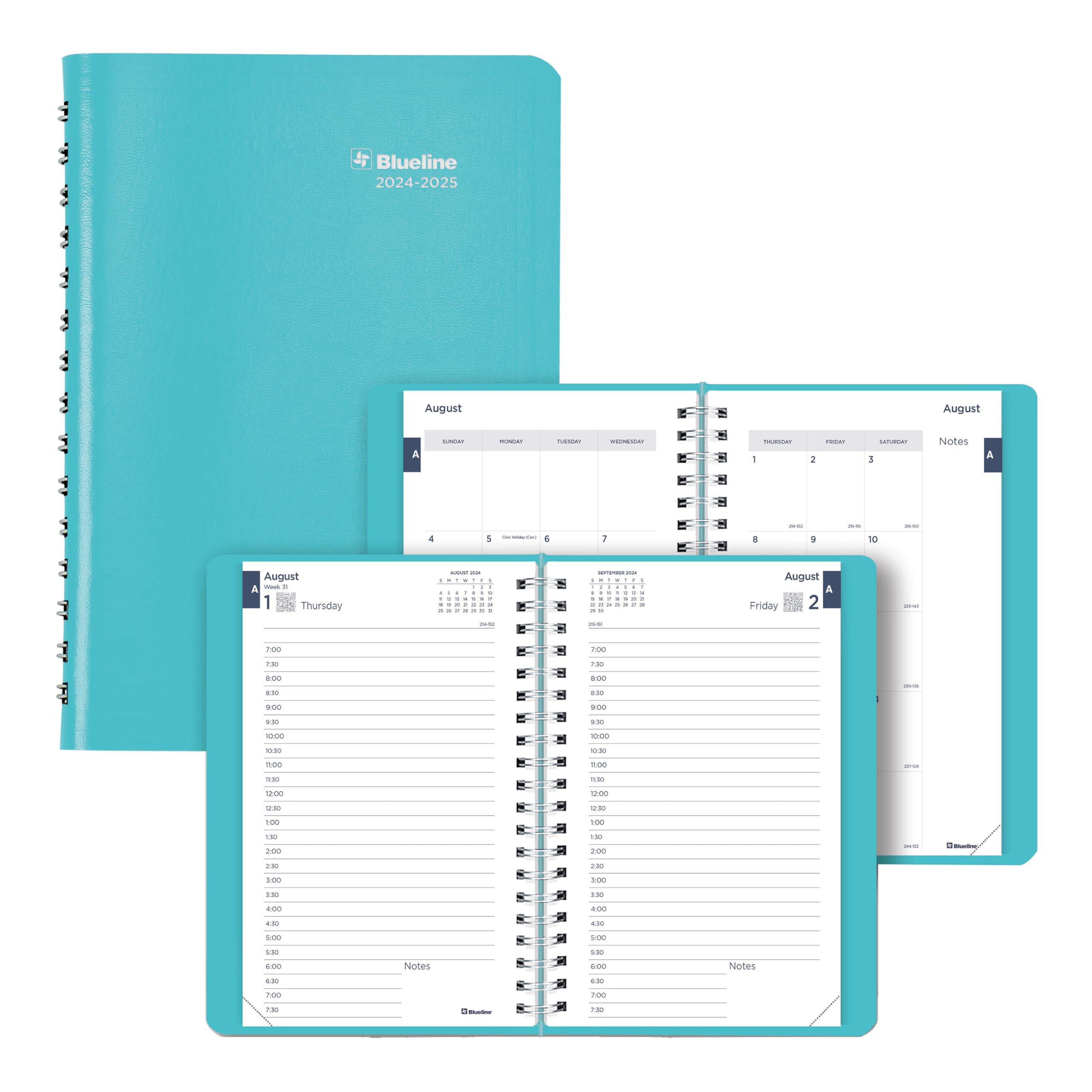 Blueline® 2024-2025 Academic Planner - August 2024 to July 2025 Daily Monthly Organizer with Twin-Wire Binding & Soft Vicuana Cover, 8