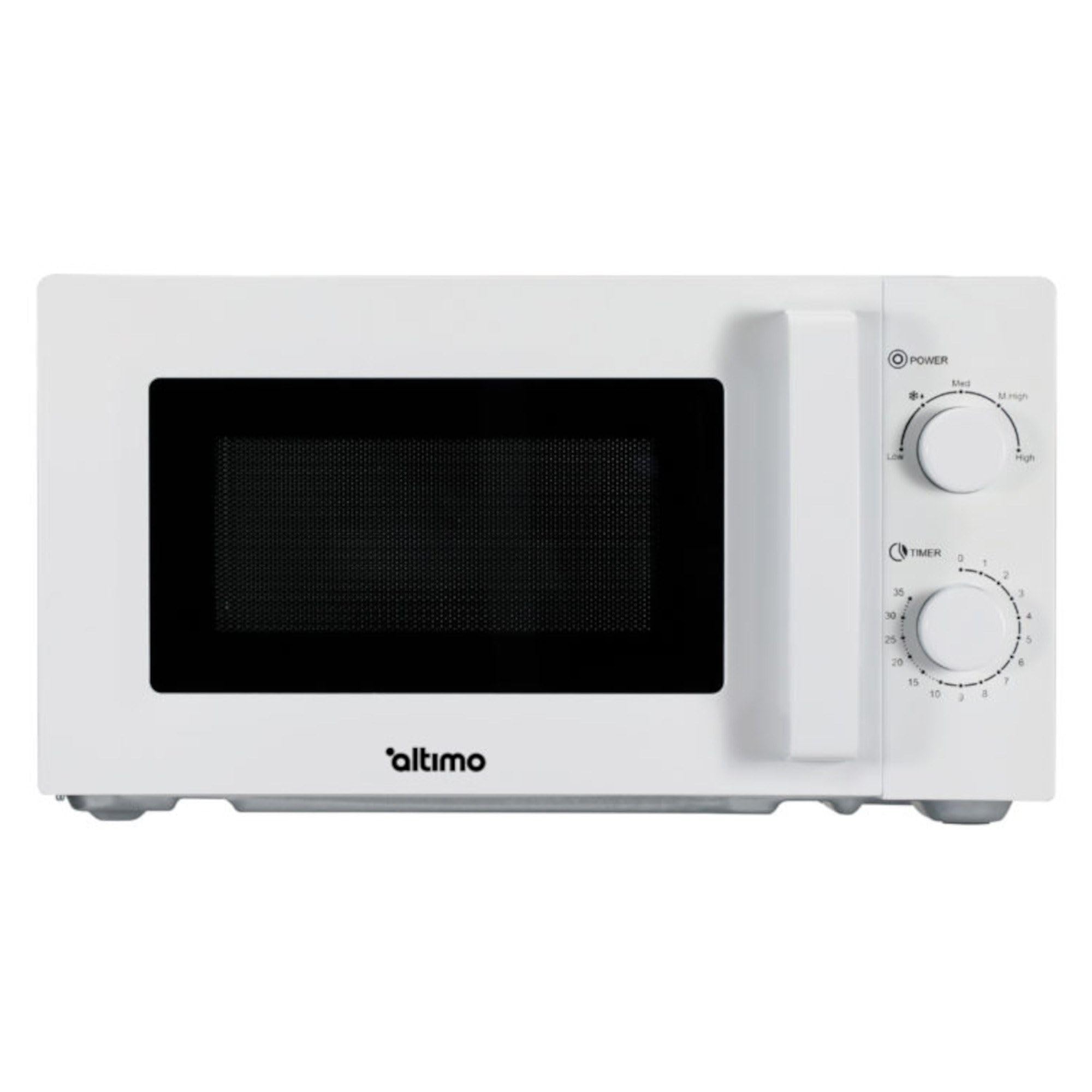 Altimo 700W 20L White Microwave Oven with 5 Power Levels & Quick Defrost - Compact Countertop Microwave for Small Kitchens, Dorms, Offices - Perfect for Reheating Meals, Popcorn & Quick Cooking