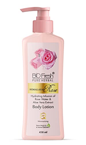 BioFresh Herbal Rose Body Lotion - Natural Moisturizer for Dry & Sensitive Skin | Hydrating Rose Scented Lotion for Smooth & Soft Skin | Perfect for Daily Use, Winter Care & Spa Treatments