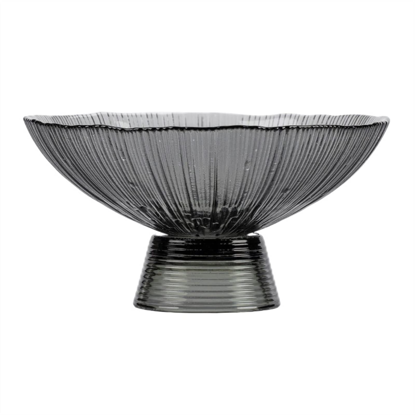 Premium Striped Glass Fruit Bowl - Elegant High-Footed Decorative Serving Plate for Snacks, Candy, Salad & Fruit Display - Perfect for Dining Table, Kitchen Counter, Party & Gift Giving