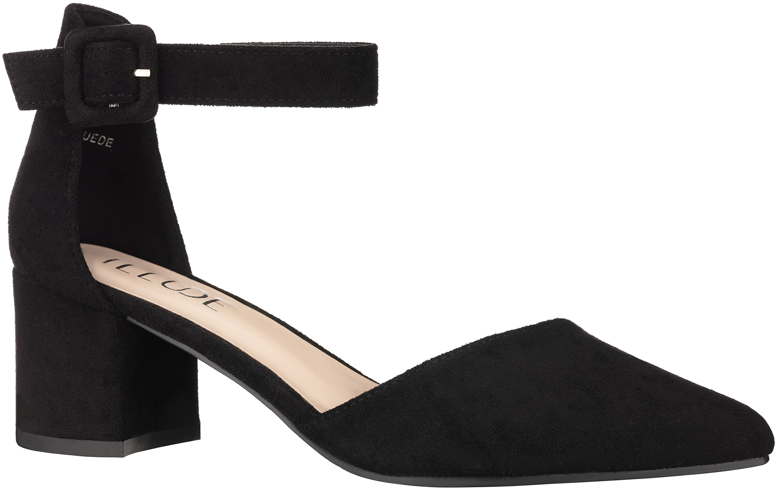 ILLUDE Women's Pointy Toe Ankle Strap Pumps - Chunky Low Block Heels for Women | Comfortable Dress Shoes for Work, Party & Evening Events