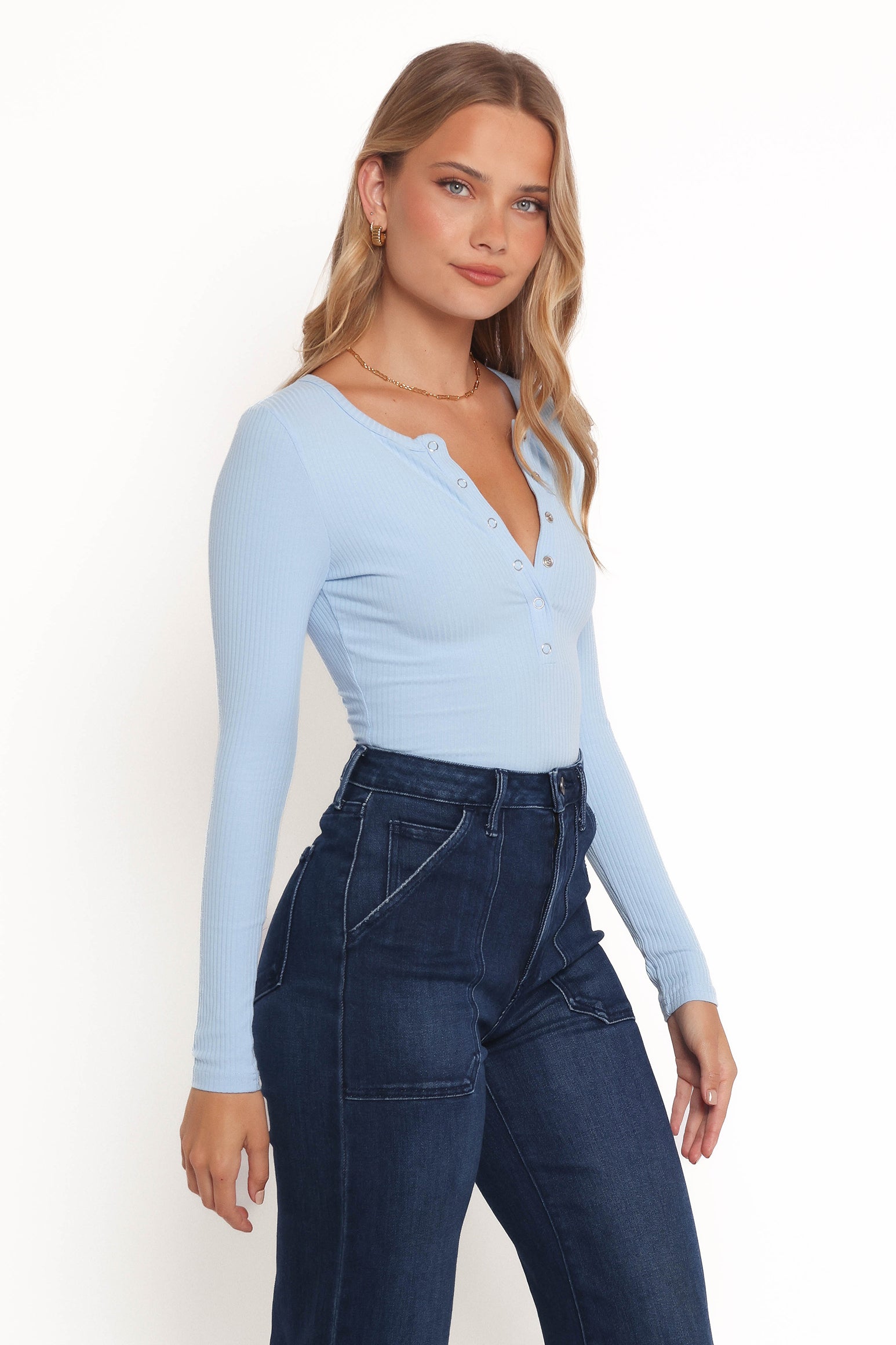 Dio Knit Henley Shirt for Men - Light Blue Casual Long Sleeve Button Down Top | Perfect for Everyday Wear, Office & Date Nights